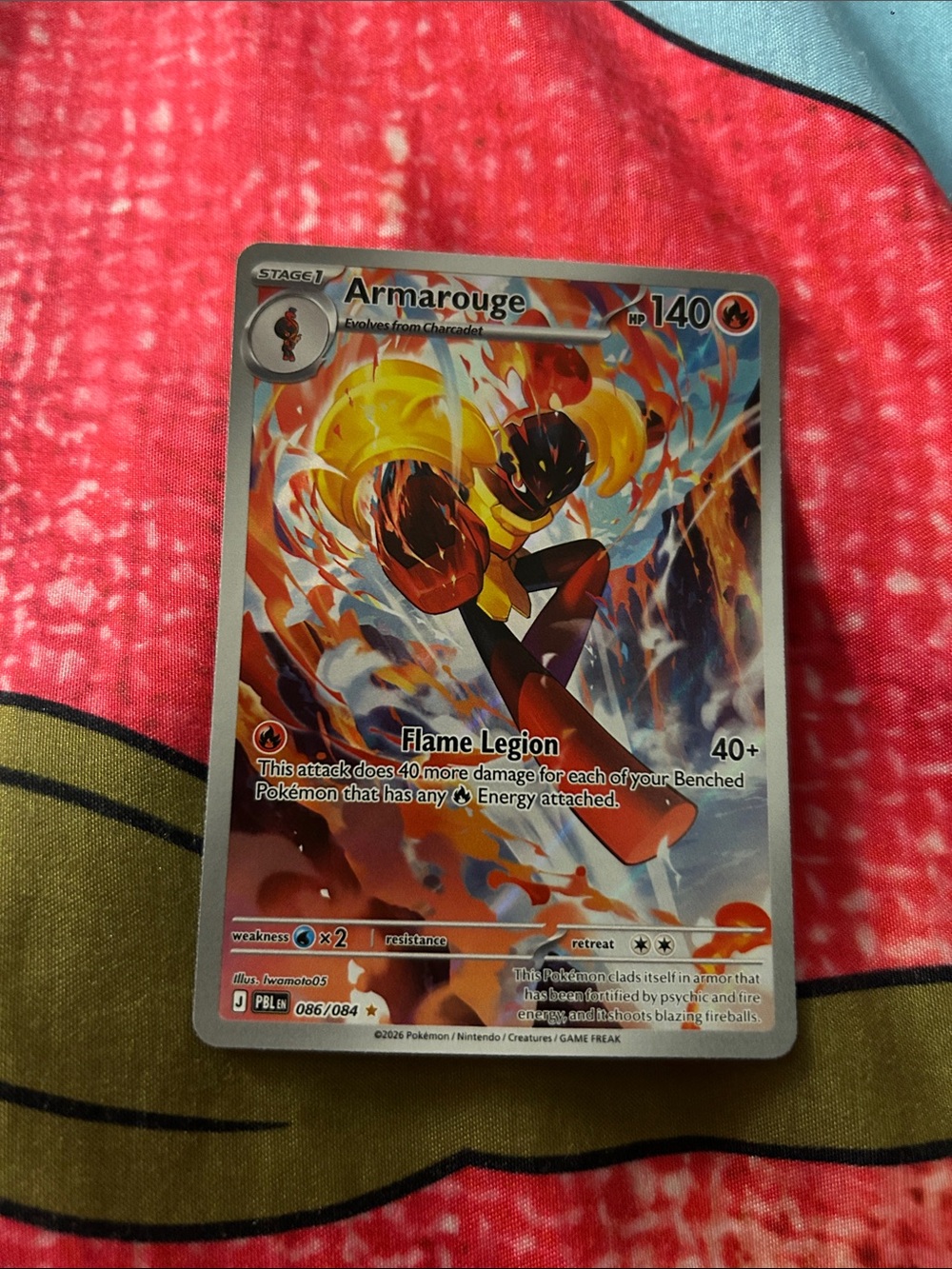 Pokemon Armarouge Holo Card - Red, Orange, Yellow